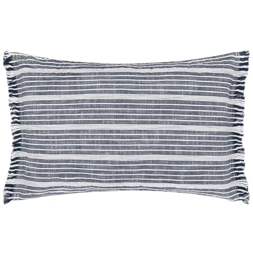 Yard Tide Textured Stripe Outdoor-Kissen mit Polyesterfüllung – Marineblau – 40 x 60 cm von furn.