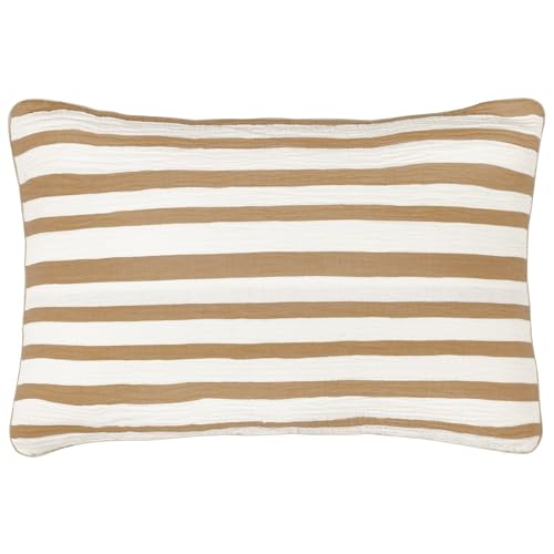 Yard Woven Stripe Cotton Feather Rich Kissen – Zimt – 40 x 60 cm von furn.