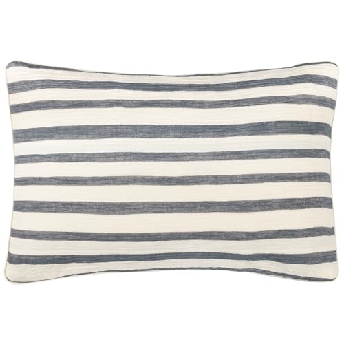 Yard Woven Stripe Cotton Polyester gefülltes Kissen – Dämmerungsblau – 40 x 60 cm von furn.