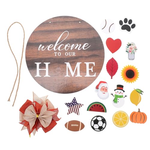 Yardenfun 1 Satz Interchangeable Doorplate aus Dekoratives Türschild für Feste Willkommensschild Stilvolles Design Braunes Kartonetikett mit Schleife für Eingangsbereich und Kreative DIY von Yardenfun