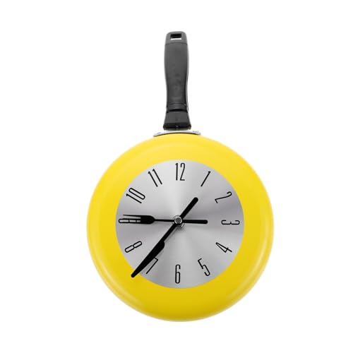 Yardenfun 1 Satz Pfanne Wanduhr Haushaltsdekoration Wohnzimmer Uhr Neuheit Wanduhr Bratpfanne Flache Pfanne stumme Uhr Pfannenförmige Wanduhr Anzahl Küchentopf Kaffee schmücken Büro Plastik von Yardenfun