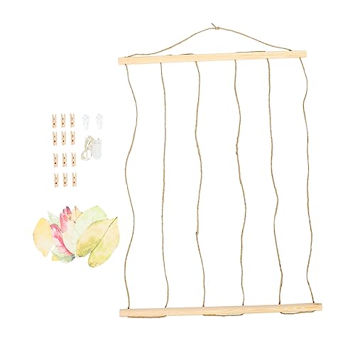 Yardenfun 1 Satz Wand Foto Display Halter aus Holz mit Lichterkette und Clips für Wohnliche Dekorationen Geburtstagsfeiern und Unsichtbaren Nägeln und Postkarten von Yardenfun