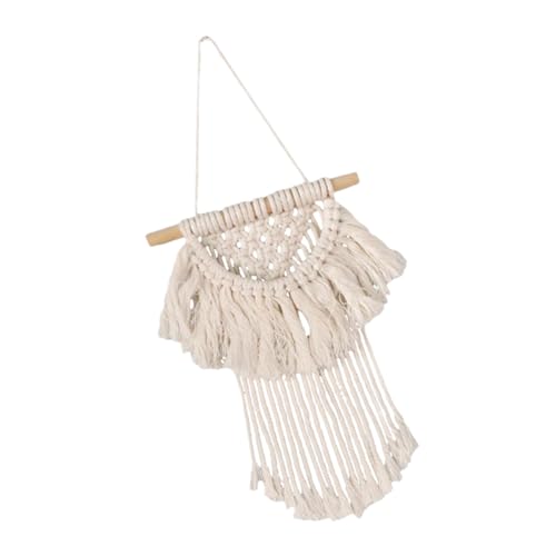 Yardenfun 1 Stück Wanddeko Boho Handgewebtes Baumwoll Wandpendel mit Quasten Decor für Wohnzimmer Hochzeit und Feste Kreatives Wohnaccessoire Beige von Yardenfun