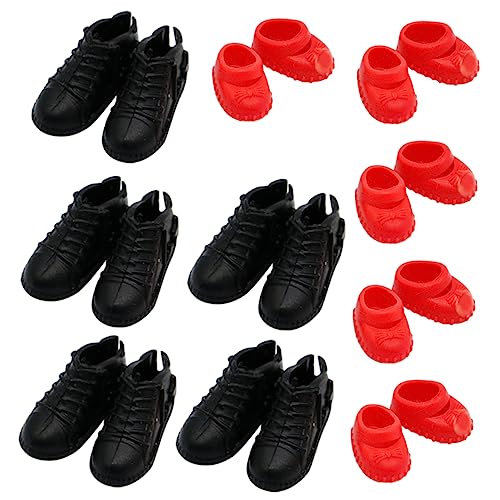 Yardenfun 10 Paar Mini-Skateboard-Schuhe Schwarzer Anzug Spielzeug-Hausschuh Mini-Regenstiefel Winzige Schuhe Puppenstubenschuhe Mini-hausverzierungen Mini-Turnschuhe Abs Miniatur Hausschuhe von Yardenfun