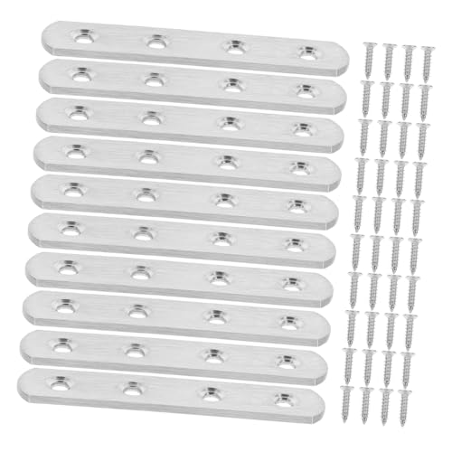 Yardenfun 10 Sätze Teiliges Flachwinkel aus Edelstahl Rostfreie Verstärkungsplatten zur Möbelreparatur Verbindungswinkel für Stuhl Tisch Regal Inklusive Schrauben Stabile Montagehalterung von Yardenfun