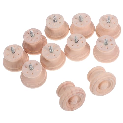 Yardenfun 10 Stück Runde Massivholz Schubladenknöpfe mit Selbstschneidenden Schrauben Ergonomische Langlebige Holzgriffe für Schrank Kommode Küche und Kleiderschrank Einfache Montage von Yardenfun