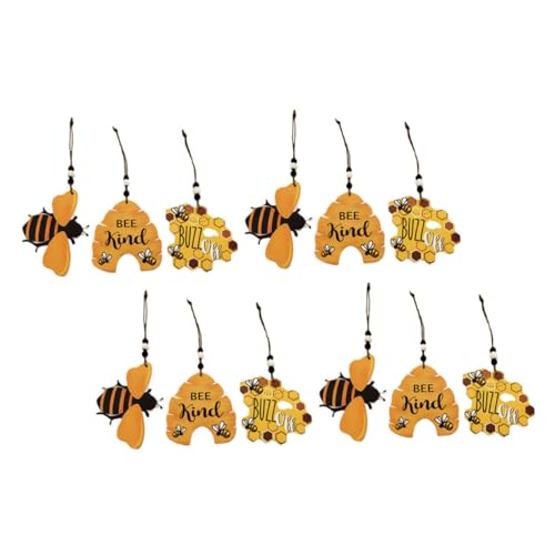 Yardenfun 12stücke Holz Wabenornament Hängende Biene Kreatives Wichtelornament Festivalornament Für Festdeko von Yardenfun