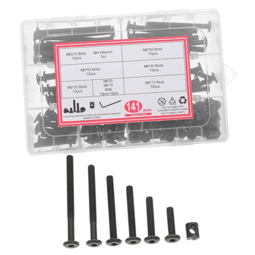 Yardenfun 141 Stück Teiliges Schrauben Muttern Babybett und Möbel Innensechskant Ersatzteile Vielseitiges Reparaturset Kompatibel mit Babybett Stuhl und Beistellbett Schwarz von Yardenfun