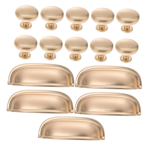 Yardenfun 15 Stück Teiliges Küchenschrank griffset Goldfarben mit Bechergriffen und Schubladenknöpfen Langlebige Metallbeschläge für Schranktüren Kommoden und Kleiderschränke von Yardenfun