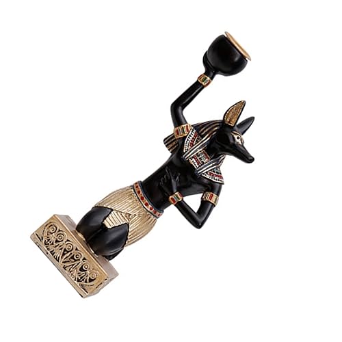Yardenfun Katzen Kerzenhalter aus Harz Ägyptischer Anubis Kerzenständer Vintage Tischdekoration für Wohnzimmer und Büro Dekoratives Ornament für Kerzenliebhaber von Yardenfun