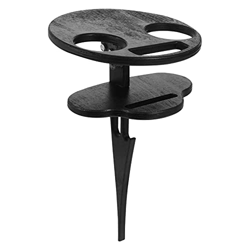 Yardenfun 1Stück Tragbarer Runder Weintisch für Outdoor Klappbarer Doppelschicht für Garten Strand und Picknick Stabiler Serviertisch mit Glashalter für Weinliebhaber von Yardenfun