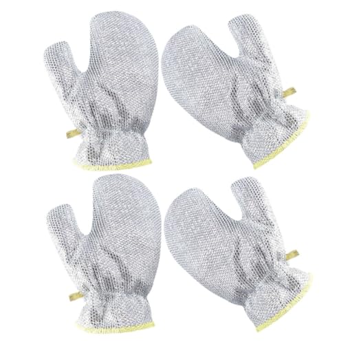 Yardenfun 2 Paare Spülhandschuhe aus Stahlwolle Wasserdichte Kratzfreie Küchenhandschuhe mit Schwerem Drahtgewebe Wiederverwendbar Schützende Reinigungshandschuhe für Geschirr Töpfe von Yardenfun