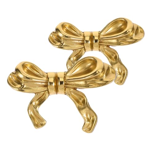 Yardenfun 2 Stück Goldene Messing Bow Schrankknöpfe Dekorative Möbelgriffe für Kommoden Kleiderschränke Elegant Geformt Langlebig und Einfach zu Montieren von Yardenfun