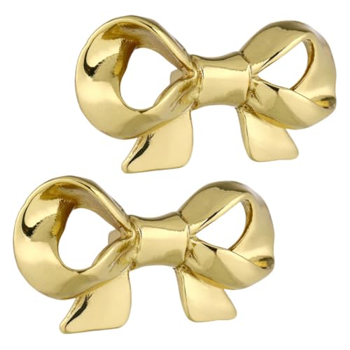 Yardenfun 2 Stück Goldene Messing bowknot Schrankgriffe Vintage Kommodenknöpfe mit Glatten Kanten Einfache Montage Vielseitig für Küchenschränke Kommoden Kindermöbel Geeignet Langlebig von Yardenfun