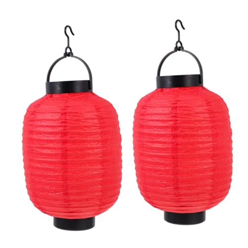 Yardenfun 2 Stück Japanische Faltbare Laterne mit LED licht Batteriebetriebene Dekorative Hängelampe Japanischer Stil Faltbares Design Langlebig für Party Wohnambiente Warmes Licht von Yardenfun