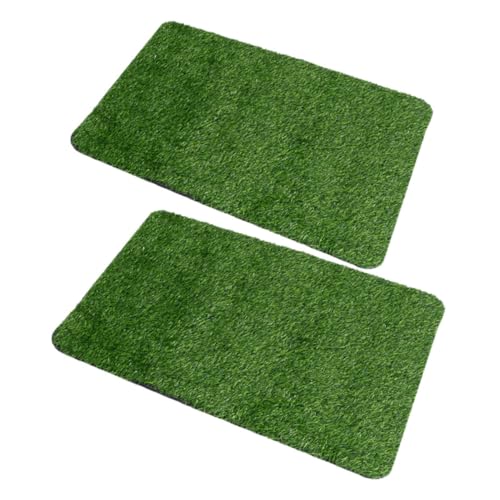 Yardenfun 2 Stück Künstliche Rasentürmatte Fußbodenteppich Teppiche für den Eingangsbereich Fußmatte Außentürmatte Eingangsmatte Innenräume Polypropylenfaser (Polypropylen) Grün von Yardenfun