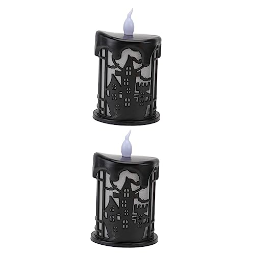 Yardenfun 2 Stück LED Flammenlose LED Fensterkerze Knopfbatterie Kunststoff LED Stumpenkerzen Schwarz von Yardenfun