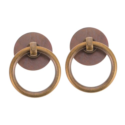 Yardenfun 2 Stück Messing Möbelgriffe Retro Ring Dresser Pulls Vintage Schrankgriffe für Kommode Kleiderschrank Praktische Dekorative Schrankgriffe von Yardenfun