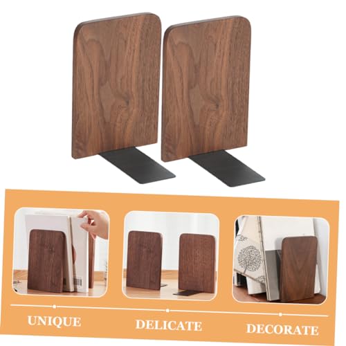 Yardenfun 2 Stück Schwarze Walnuss Holz Buchstützen Teilig Multifunktionale Stabile Desktop Buchhalter für Büro und Regal rutschfest Hohe Tragkraft Praktischer Organizer für Bücher und von Yardenfun