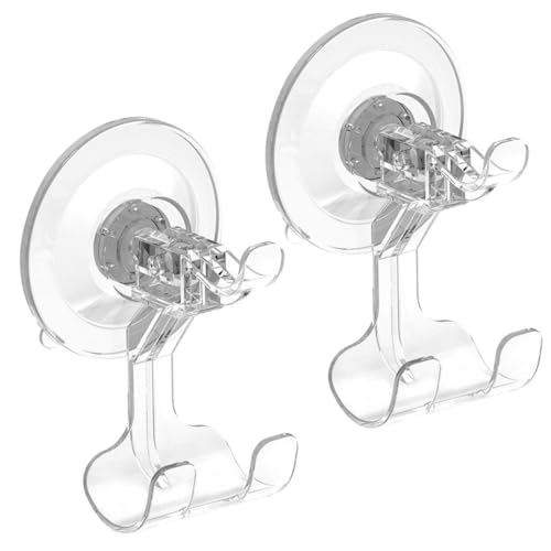 Yardenfun 2 Stück Transparente Saugnapfhaken Abnehmbar Vielseitig Einsetzbar Extra Stark für Badezimmer und Küche ohne Bohren Geeignet für Fliesen Glas als Kleider Handtuchhaken von Yardenfun