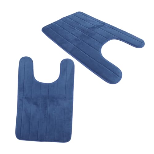 Yardenfun 2 Stück U-förmige Toilettenmatte aus Waschbarem Fleece Rutschfester Saugfähiger Badezimmerteppich mit Memory-Schaum Antibakterielle Badematte für Wc-Boden von Yardenfun
