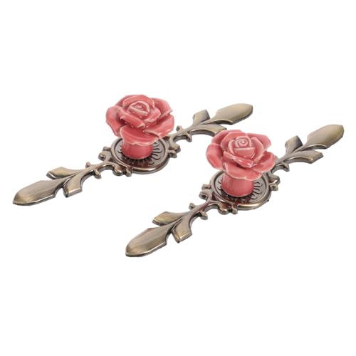 Yardenfun 2 Stück Vintage Schrankknöpfe aus Kupfer und Keramik mit Rosen motiv Dekorative Möbelgriffe für Küchenschränke und Kommoden Robust und Elegant für Türen von Yardenfun