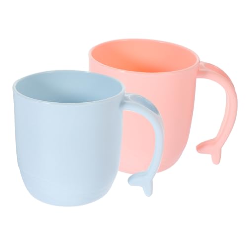 Yardenfun 2 Stück Zahnputzbecher aus Strapazierfähigem PP Kunststoff Bunte Cartoon Designs in Blau und Rosa Wiederverwendbare Mundspülbecher für Badezimmer und Zahnpflege von Yardenfun