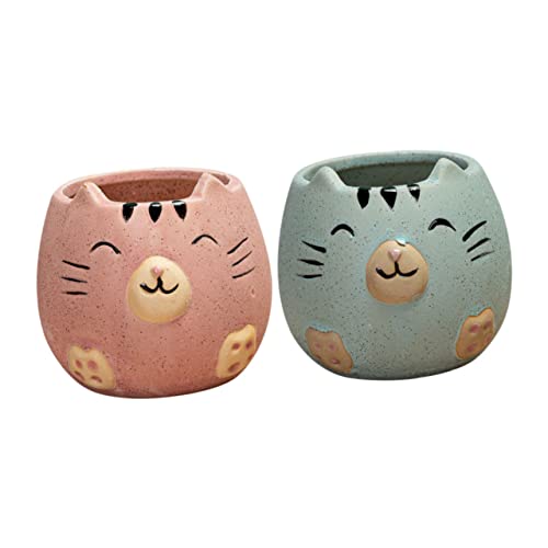 Yardenfun 2 Stücke Katze Form Keramik Blumentöpfe Sukkulenten Topf Multi-Funktion Anlage Töpfe Wohnkultur von Yardenfun
