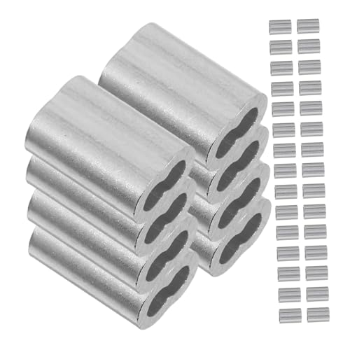 Yardenfun 200 Stück Aluminium Doppelhülsen Crimp Presshülsen Drahtseil Schlaufenhülsen Wetterfeste Kabelendklemmen für Stahlseil Außenbereich Einfache Montage von Yardenfun