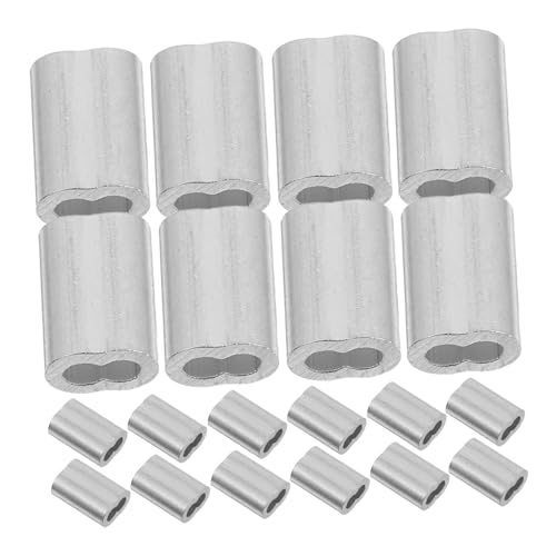 Yardenfun 200 Stück Drahtseil Aluminiumhülse Aluminium Crimpschlaufenhülse Ferrule Drahtseilhülse Fass Crimphülsen Metall Doppelfasshülse Doppelfass Ferrulenhülse Silber von Yardenfun