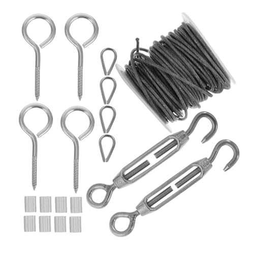 Yardenfun 23 Stück Teiliges Edelstahlseil mit Vinylbeschichtung Schwerlastfähiges Kabel für Outdoor Aufhängung von Lichterketten Garten und Wäscheleine Spannhaken für Einfache Montage und von Yardenfun