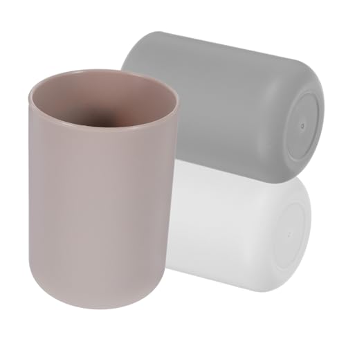 Yardenfun 3 Stück Zahnbürstenbecher aus Langlebigem Große Kapazität Mundspülbecher in Weiß und Braun Glatte Oberfläche Widerstandsfähig und Praktisch für Badezimmer von Yardenfun