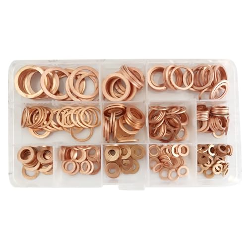 Yardenfun 300 Stück Kupfer Unterlegscheiben Dichtungsringe für Sumpfstecker Geeignet für Autos Boote Generatoren Maschinen Praktischer Aufbewahrungsbox Yardenfun 300 Stück Kupfer Unterlegscheiben Dichtungsringe für Sumpfstecker Geeignet für Autos Boote Generatoren Maschinen Praktischer Aufbewahrungsbox von Yardenfun