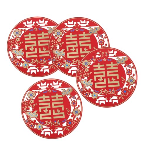 Yardenfun 4 Paare Traditionelle Chinesische Hochzeits Papierschnitt Fensteraufkleber mit Klebepunkten Magpie Muster für Hochzeitsdeko Zuhause und Festliche Feierlichkeiten von Yardenfun