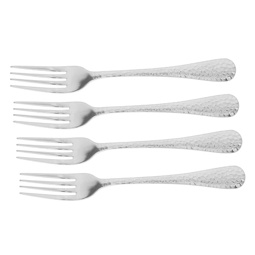 Yardenfun 4 Stück Essbesteck Teilig Hammered Dinner Gabeln für Küche und Restaurant Spülmaschinenfest Elegantes Design Komfortabler Griff Langlebige von Yardenfun