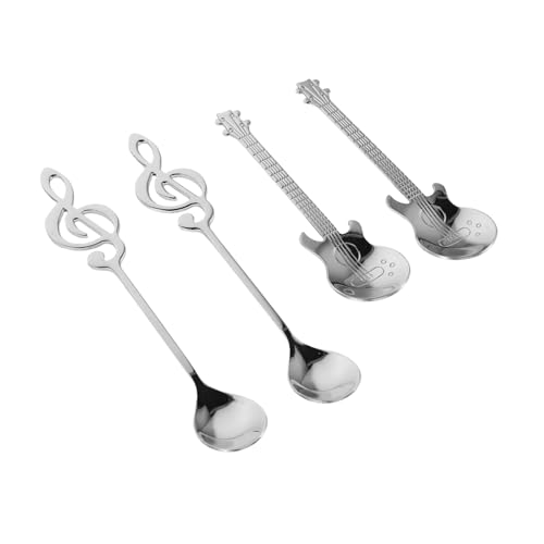 Yardenfun 4 Stück Musik aus rostfreiem Stahl Dessert Kaffeelöffel Musikalischer Mischlöffel Gitarre geformte Kaffeelöffel Kaffee Teelöffel Musiknote rührender Löffel Edelstahl 304 Silber Yardenfun 4 Stück Musik aus rostfreiem Stahl Dessert Kaffeelöffel Musikalischer Mischlöffel Gitarre geformte Kaffeelöffel Kaffee Teelöffel Musiknote rührender Löffel Edelstahl 304 Silber von Yardenfun