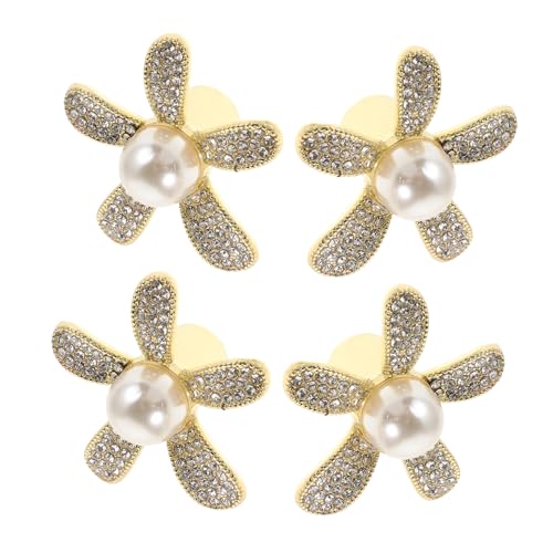 Yardenfun 4 Stück Teiliges Goldene Blumen-möbelgriffe mit Funkelndem Strass Einzelnes Loch für Schlafzimmer Wohnzimmer Bad Stilvolle Kommoden Schrankknöpfe von Yardenfun