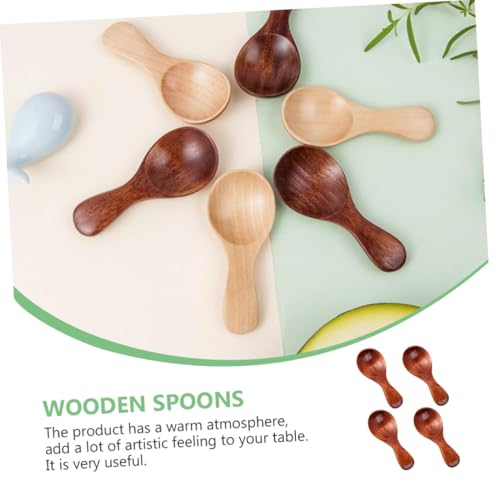 Yardenfun 4 Stück Teiliges Kleine Holzlöffel mit Kurzem Griff Hitzebeständige Holzlöffel aus Natürlichem Nanmu Holz für Dessert Eiscreme Suppe und Porridge Glatte Oberfläche Ergonomisch von Yardenfun