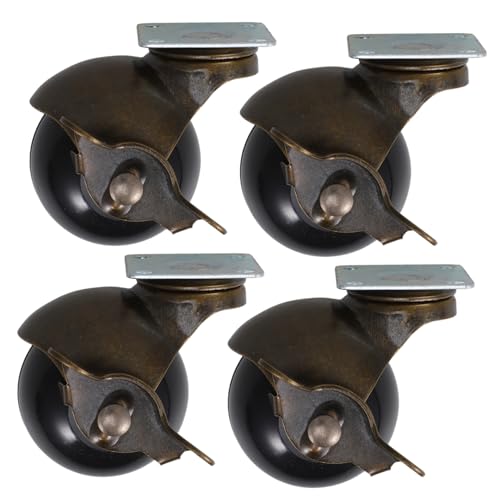 Yardenfun 4 Stück Teiliges Kugelrollen Möbelrollen mit Bremse Drehbare Plattenrollen Antik Bronze für Stühle Tische Carts Möbeltransport für Teppichboden und Bürogebrauch von Yardenfun