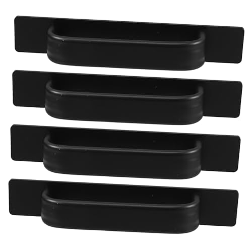 Yardenfun 4 Stück Teiliges Selbstklebende Türgriffe aus Aluminiumlegierung Schwarz Moderner Einfache Stil Komfortabler Griff für Schiebetüren Schränke Badezimmer und Kleiderschränke von Yardenfun