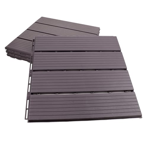Yardenfun 4 Stück Teiliges Wpc Klick fliesen Wetterfeste Terrasse Balkon Bodenfliesen Holzoptik Strapazierfähige Selbstverriegelnde Outdoor Decking Tiles Einfache DIY Verlegung von Yardenfun