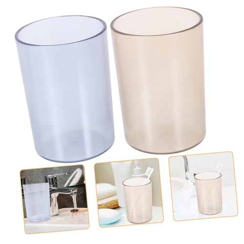 Yardenfun 4 Stück Transparente Zahnbürstenbecher aus Robustem Kunststoff Vielseitige Mundspül und Trinkbecher für Badezimmer und Reisen Stabile rutschfeste Design Große Kapazität von Yardenfun