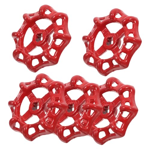 Yardenfun 5 Stück Robuster Metallgriff für Wasserhahn Rotes Rundes Handrad für Außenzapfen Vielseitig Einsetzbar und Einfach zu Montieren für Garten Grünflächen und Heimgebrauch von Yardenfun
