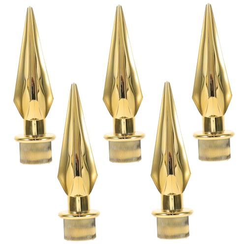 Yardenfun 5 Stück Teiliges Fahnenmast Topper aus Kunststoff Spitze Goldfarbene Fahnenkopf Dekoration Wetterfestes Zubehör für Außenbereich Einfache Befestigung Europäisches Design für von Yardenfun