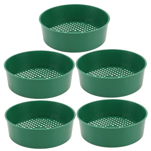 Yardenfun 5 Stück Teiliges Gartensieb Grün Robustes Kunststoff Sieb mit Feinem Maschenfilter für Erde Pflanzensieb zur Bodensiebung Handliches Gartenwerkzeug zum Trennen von und von Yardenfun