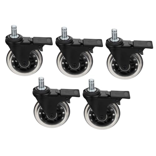 Yardenfun 5 Stück Teiliges Pu transparente Universalrollen Drehbar Leise Möbelrollen für Bürostuhl Tisch Schrank Home Furniture Pulley Ersatzrollen mit Bremse von Yardenfun