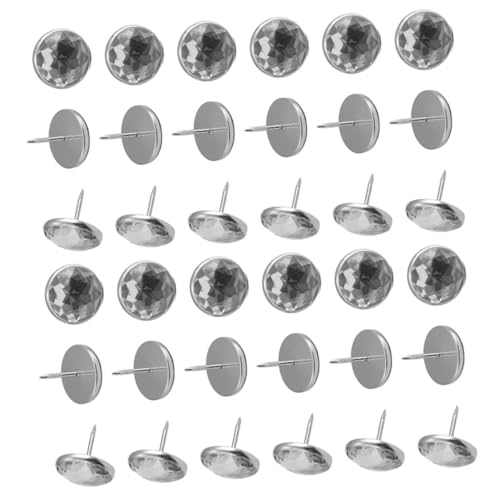 Yardenfun 50 Stück Kristall Sofa Ziernägel Weiß Rund Dekorative Möbel Pins Für Wand Sofa Polsterung DIY Möbelverzierung von Yardenfun