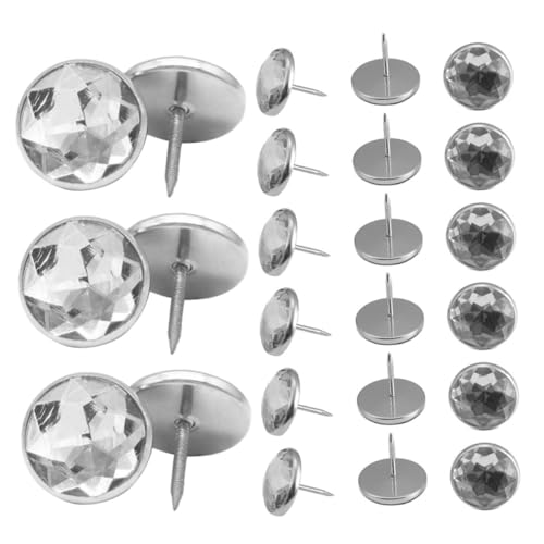 Yardenfun 50 Stück Teiliges Kristall Sofa Tacks mit Metallbasis Dekorative Möbelknöpfe Rund Robuste Polsternägel für Sofa Stuhl Kopfteil DIY Möbeldekoration von Yardenfun