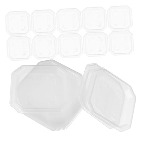 Yardenfun 50 Stück quadratischer Blumentopf Untertassen rechteckige Pflanzentöpfe quadratische Tropfschale außen kleine Untertasse für Blumentöpfe Tablett für Pflanzentöpfe pp Transparent von Yardenfun