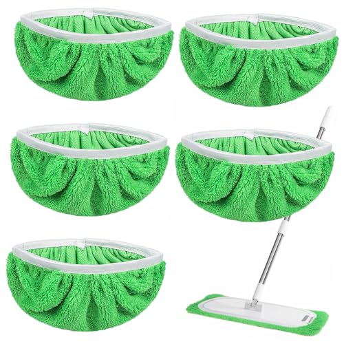 Yardenfun 6 Stück Mikrofaser Mop Pads Grün Waschbare Wischmopp Tücher für Effektive Hohe Wasseraufnahme und Elastischen Sitz Kompatibel mit Vielen Böden von Yardenfun